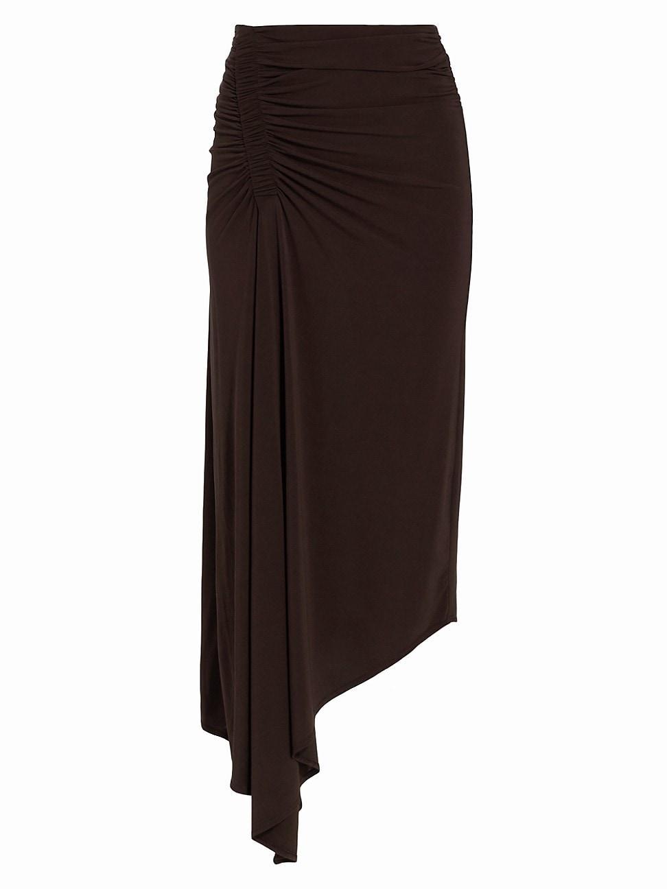 Womens Adeline Ruched Asymmetric Midi-Skirt Product Image