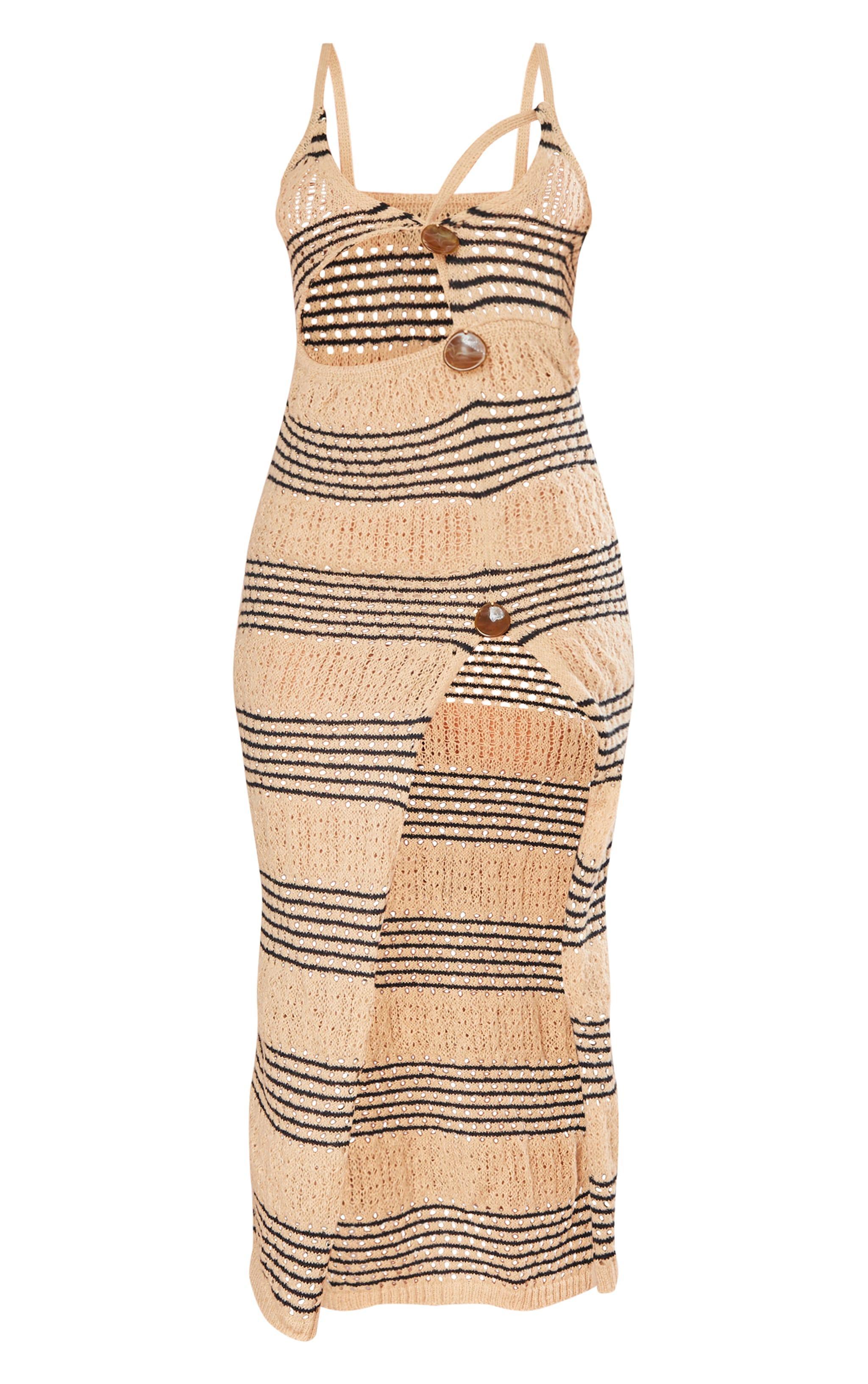 Petite Taupe Knitted Cut Out Open Maxi Dress Product Image