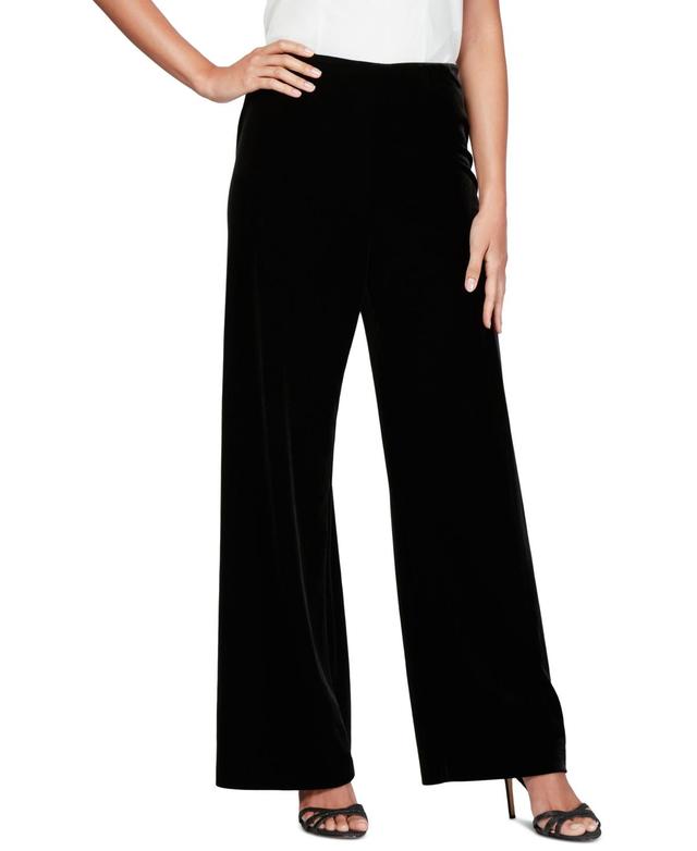 Alex Evenings Petite Size Stretch Velvet Flat Front Straight Leg Pull-on Pants Product Image