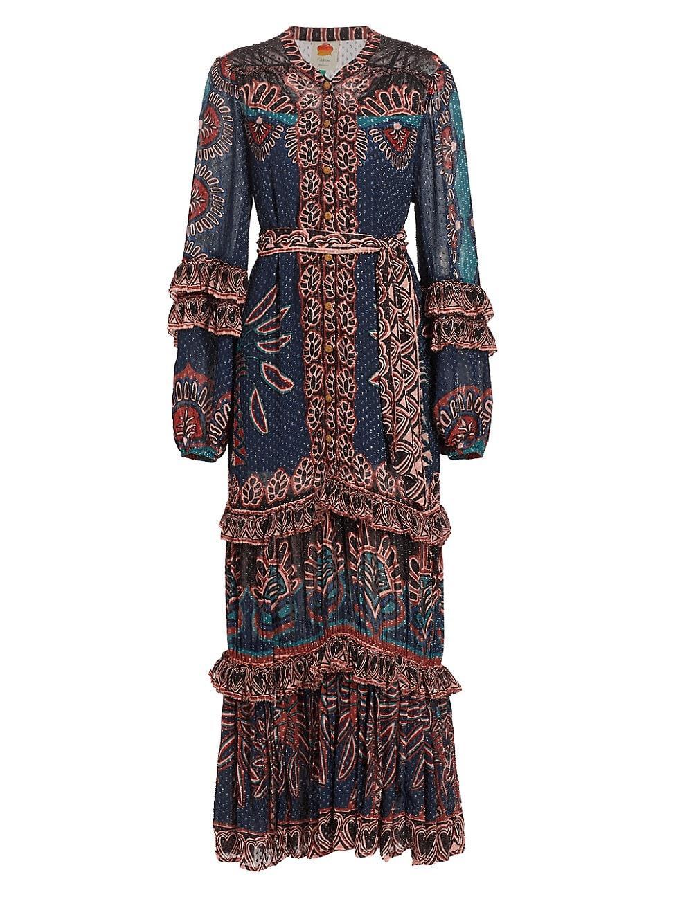 Womens Ainika Tapestry Belted Maxi Dress Product Image