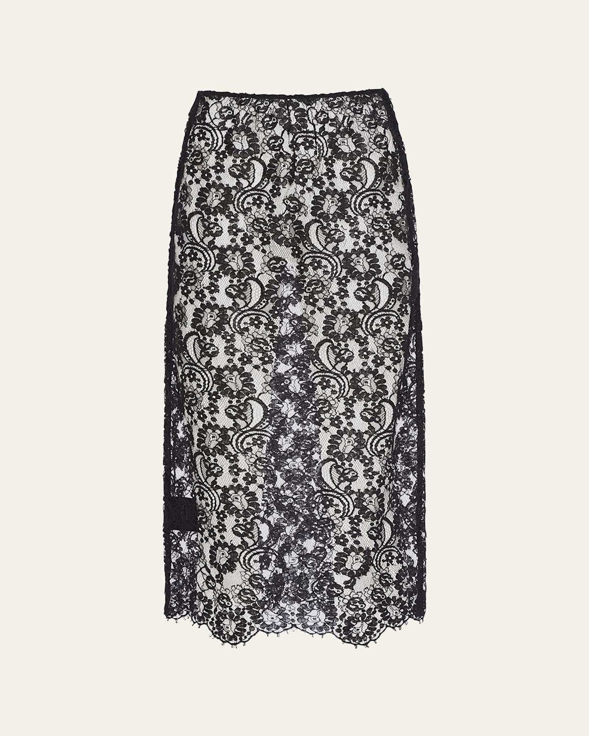 Womens Lace Midi Skirt - Black - Size 4 - Black - Size 4 Product Image