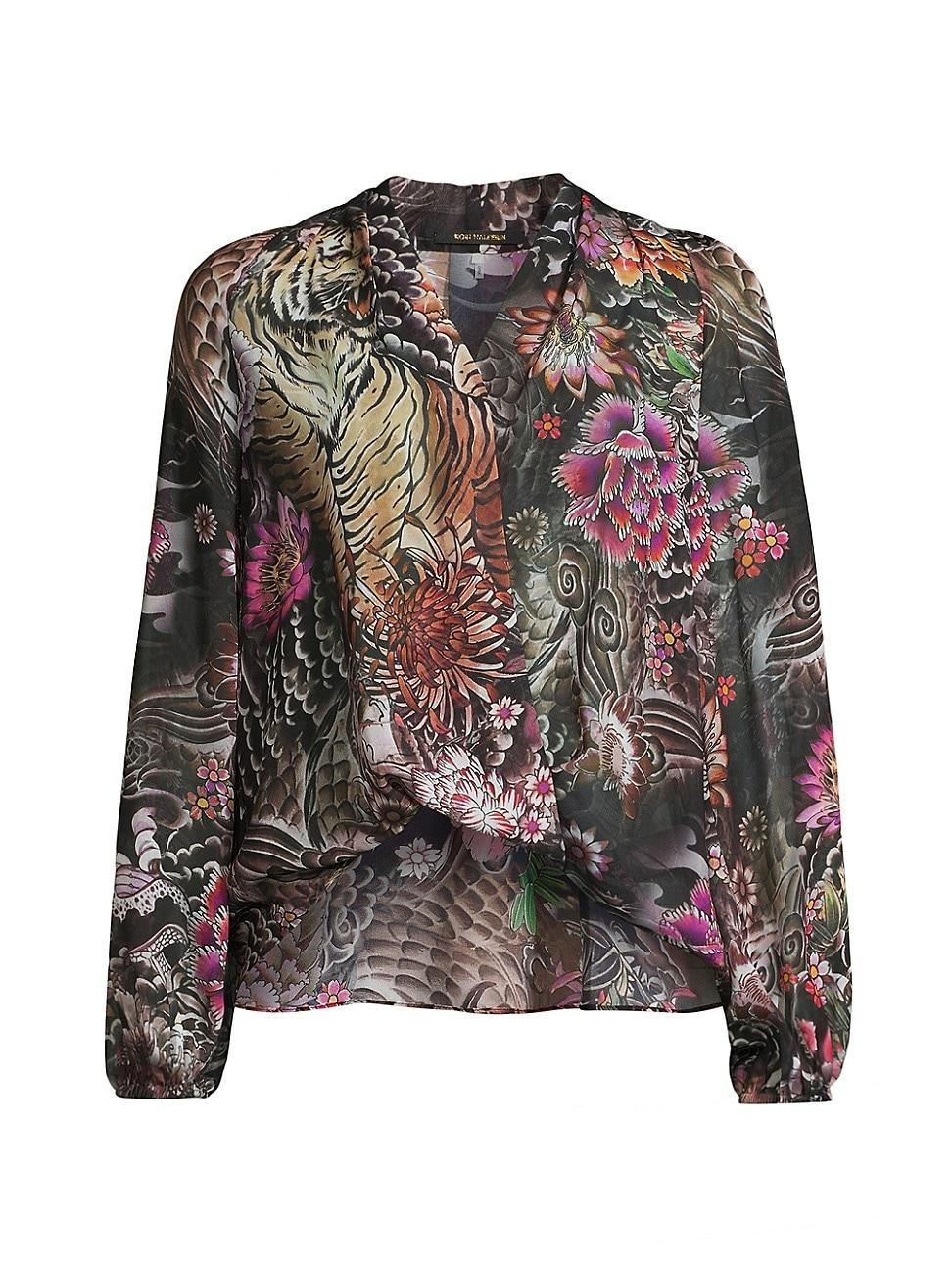 KOBI HALPERIN Robin Tiger Print Chiffon Top Product Image