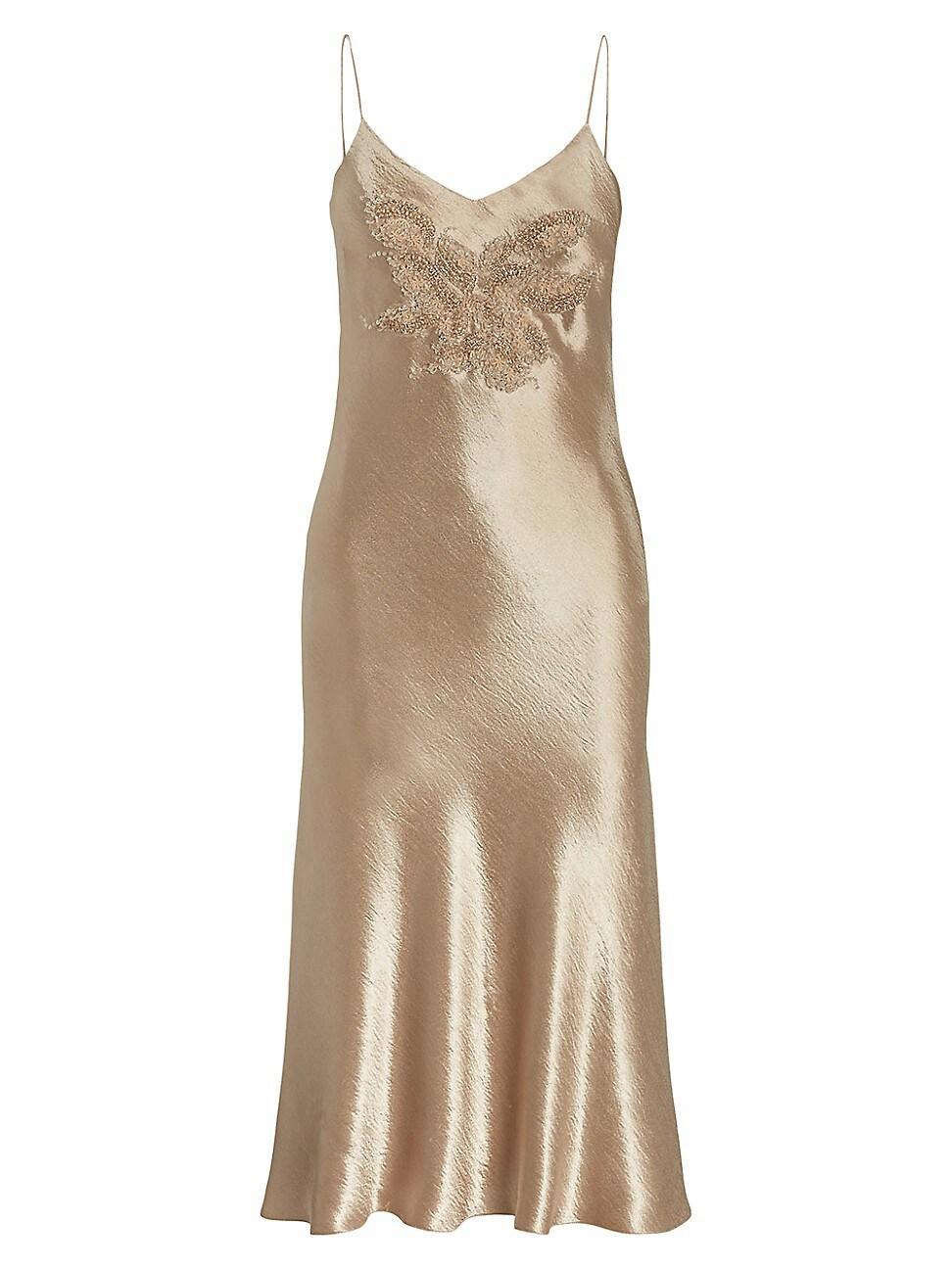 Womens Rebekka Beaded Satin Slip Dress Product Image