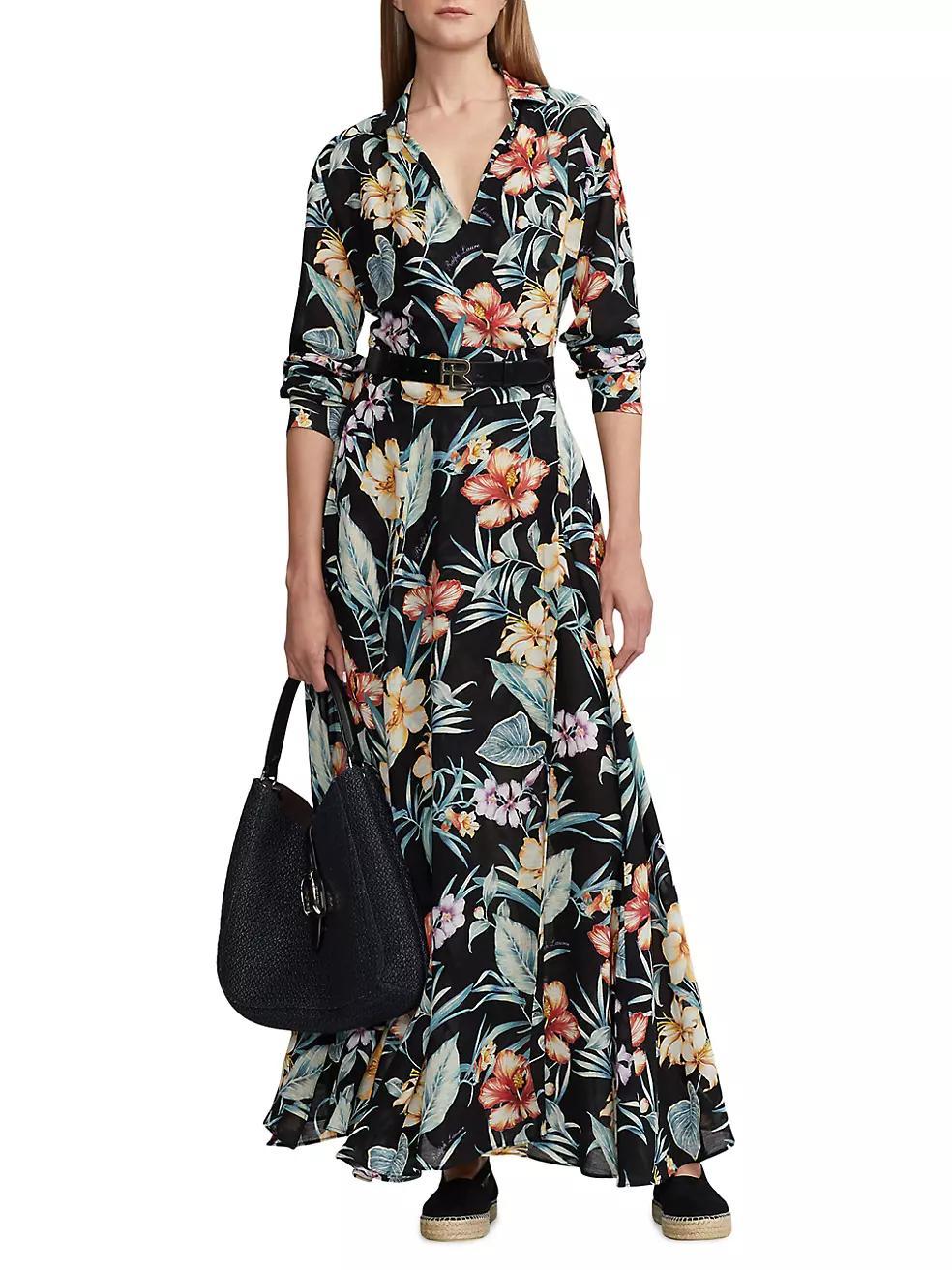 Floral Wrap Linen-Blend Maxi Dress Product Image