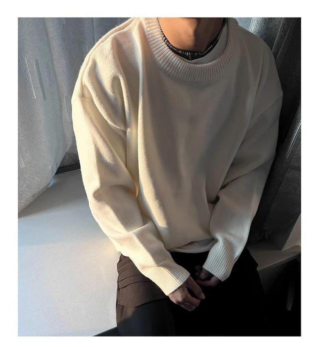 Crew Neck Plain Sweater Product Image