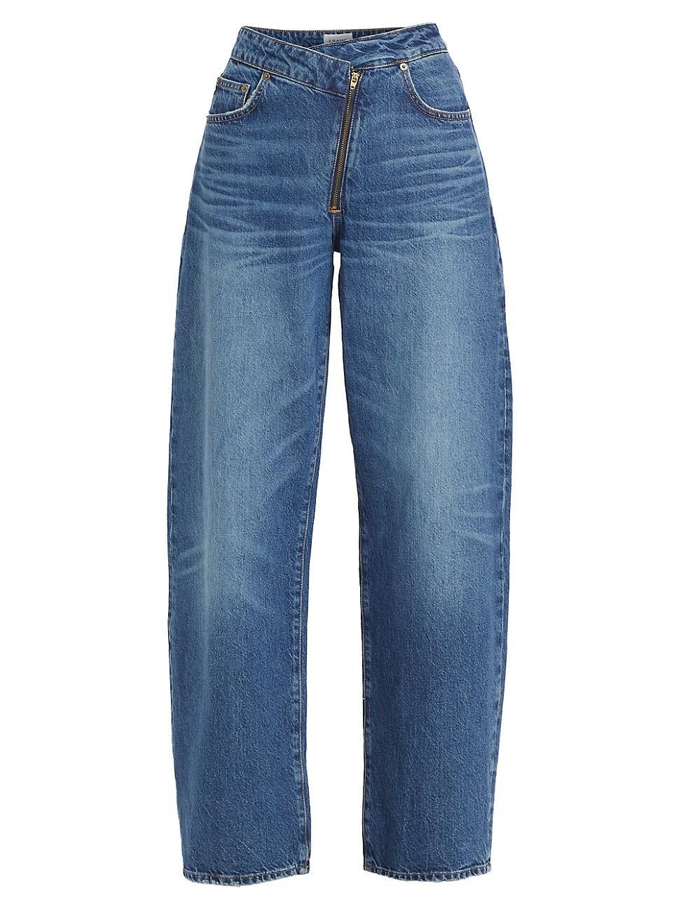 Womens Mid-Rise Angled Barrel Jeans Product Image