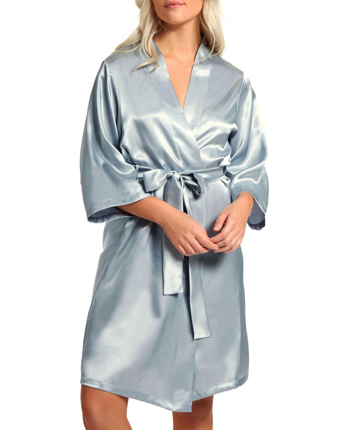 iCollection Womens Marina Lux 3/4 Sleeve Satin Lingerie Robe - Red Product Image