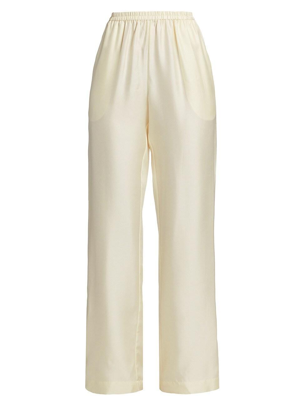 Womens Silk Straight-Leg Pants Product Image