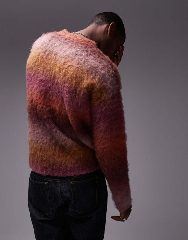 Topman relaxed fit sweater in pink ombre Product Image