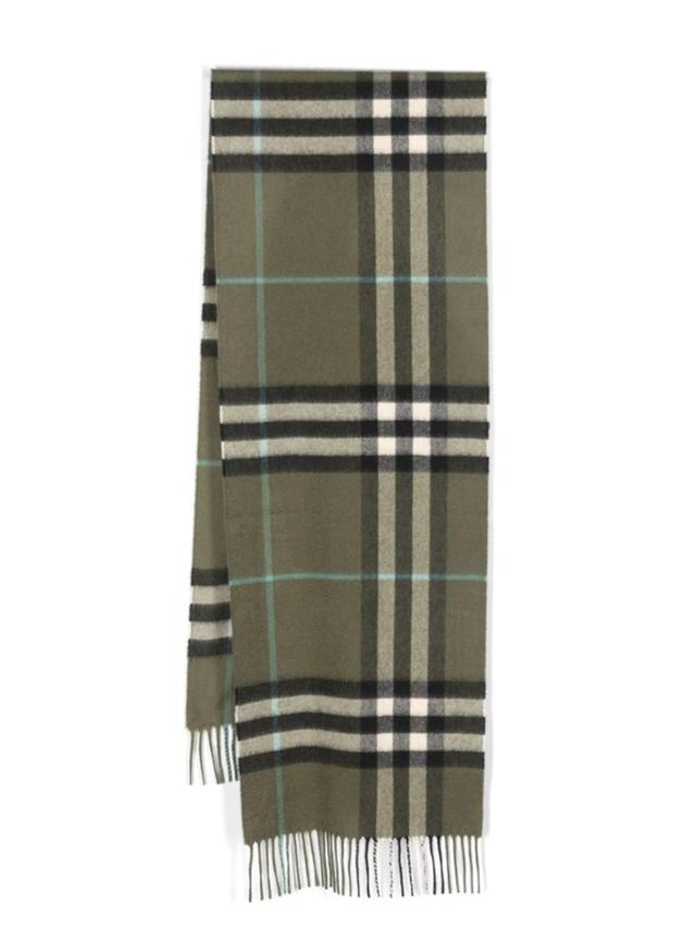 Check Pattern Cashmere Scarf In Green Product Image