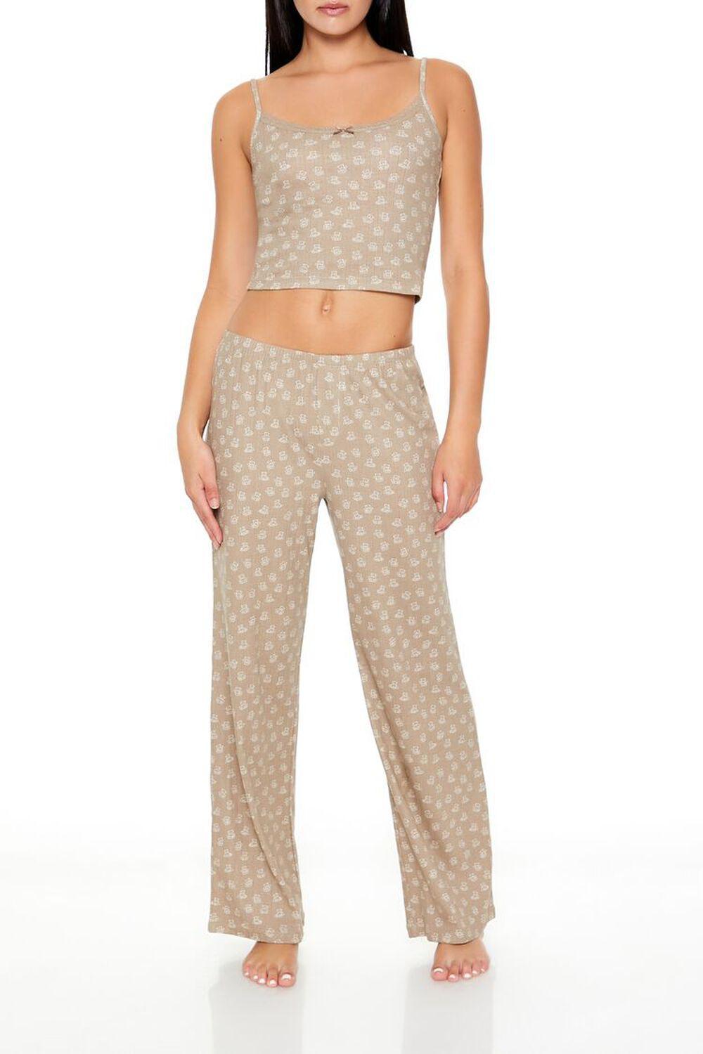 Teddy Bear Print Cami & Pants Pajama Set | Forever 21 Product Image