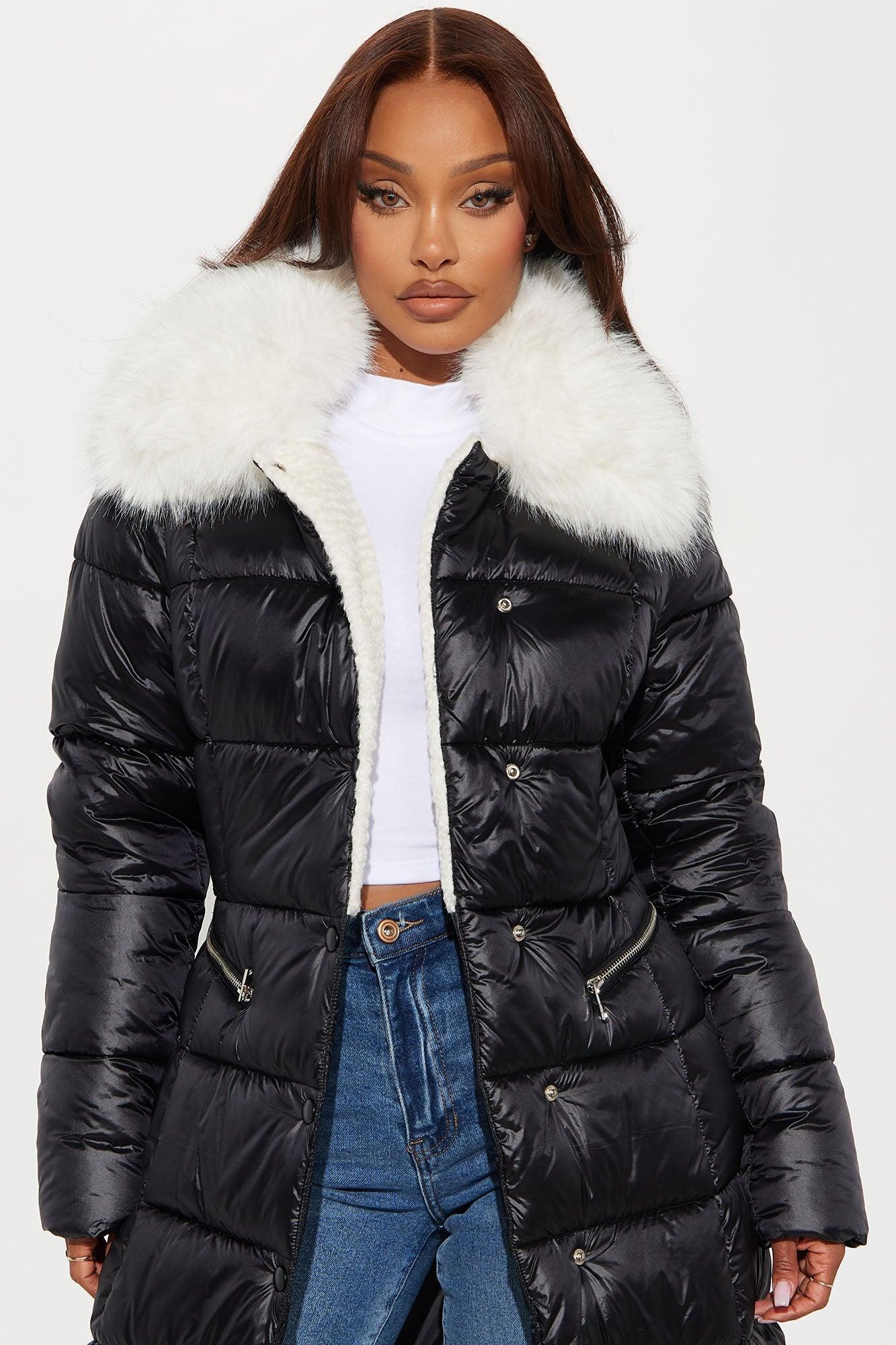 All Cozied Up Shearling Puffer - Black Product Image