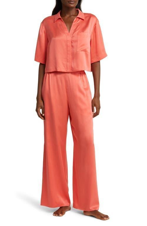 Womens Washable Silk High-Rise Pants 2-Piece Pajama Set Product Image