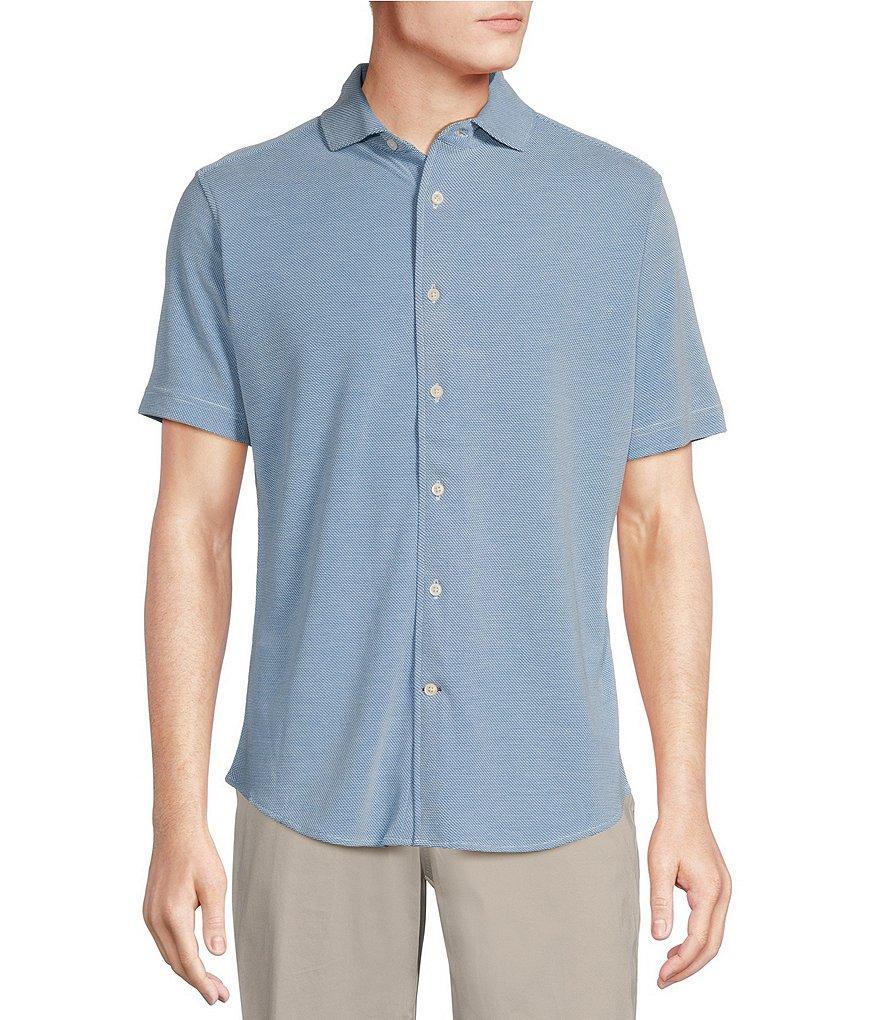 Cremieux Blue Label Textured Jacquard Short Sleeve Coatfront Shirt Product Image