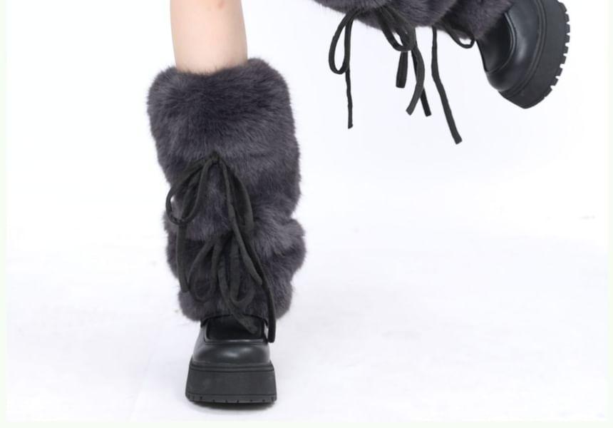 Plain Bow Fluffy Leg Warmers Product Image