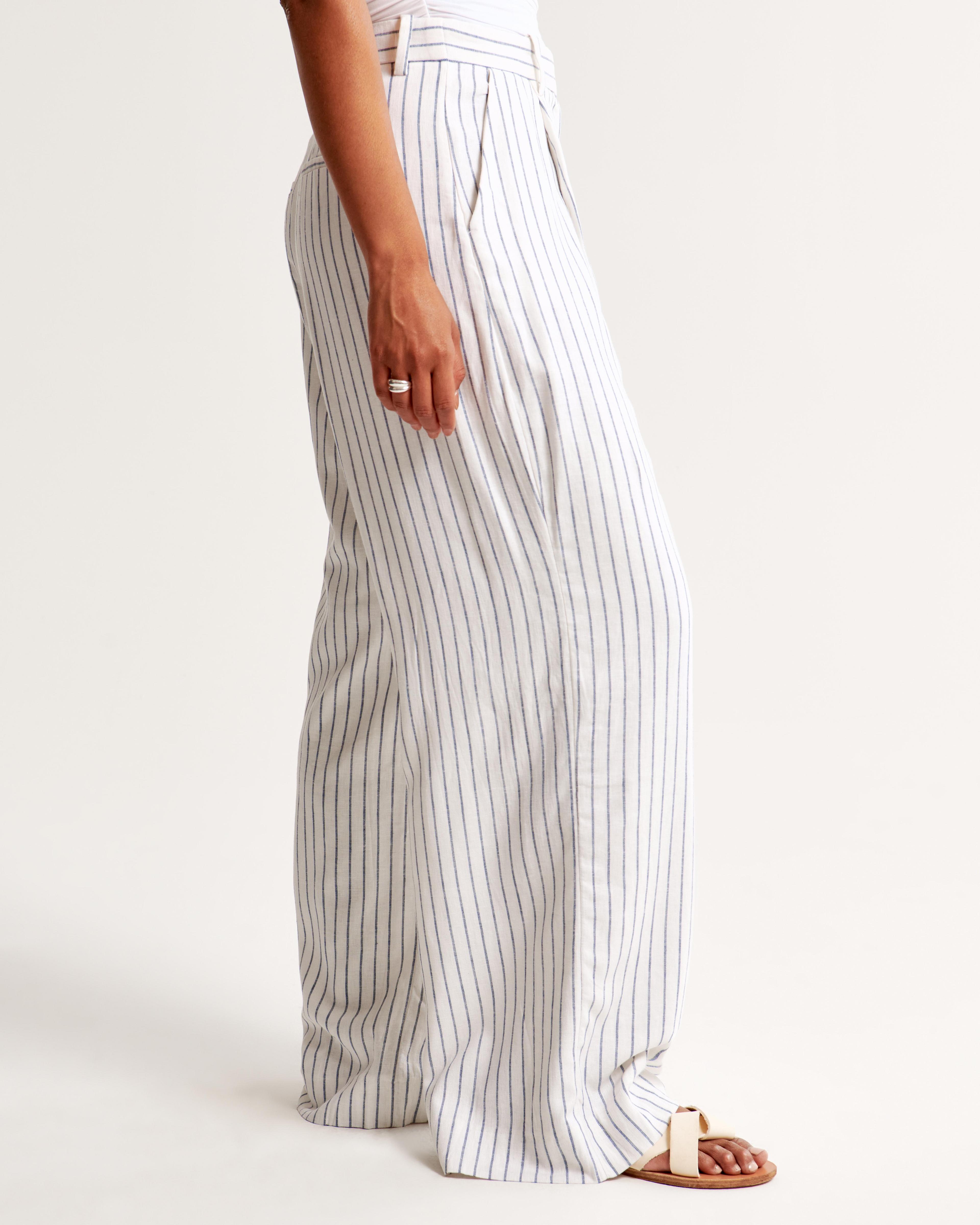 Curve Love A&F Harper Tailored Linen-Blend Pant Product Image