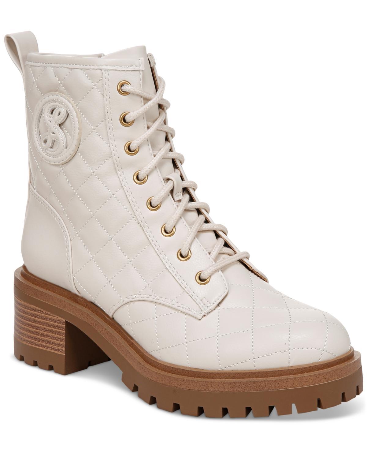 Sam and Libby Womens Otis Quilted Lug Sole Lace Up Combat Boots Product Image