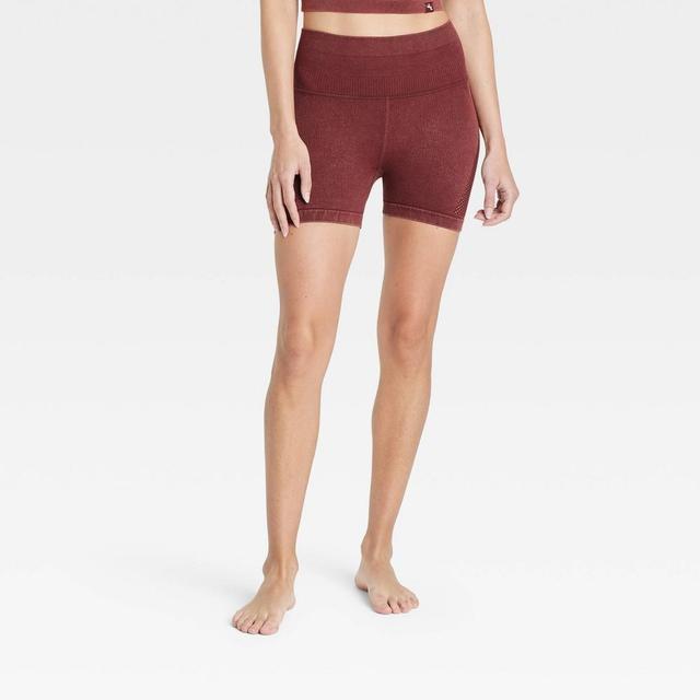 Womens Seamless Mesh Detail 4 Bike Shorts - JoyLab Brown L Product Image