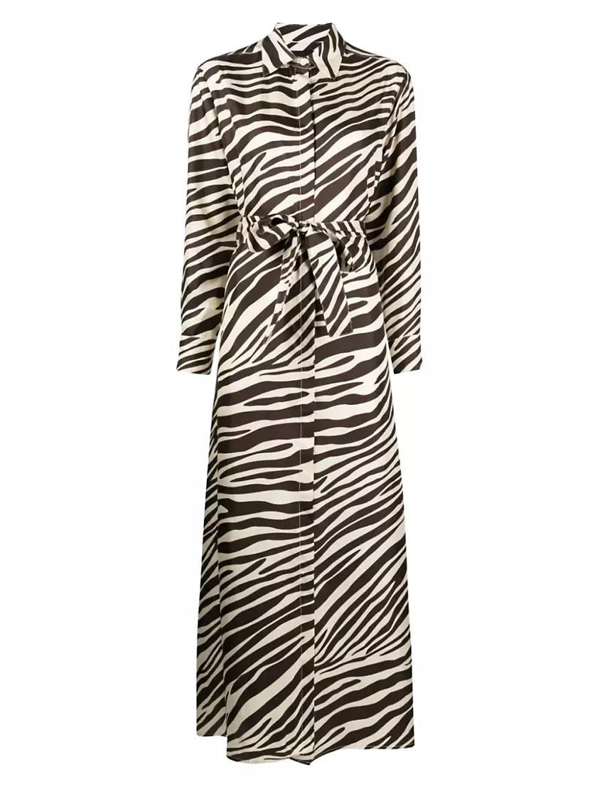 Silk Zebra Maxi Shirtdress Product Image