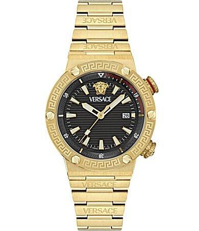 Men's Greca Logo IP Yellow Gold Bracelet Watch, 43mm Product Image