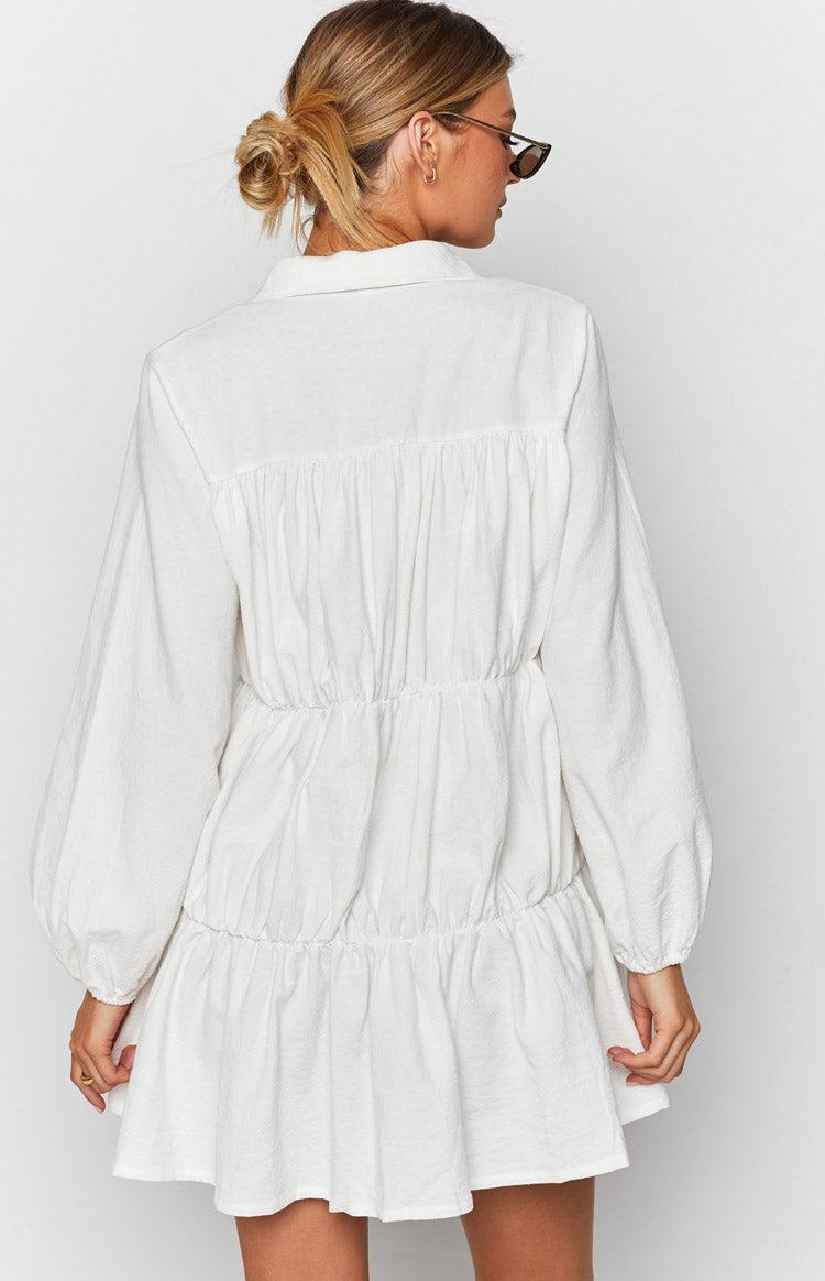 Theodossia Tiered Long Sleeve Dress White Product Image