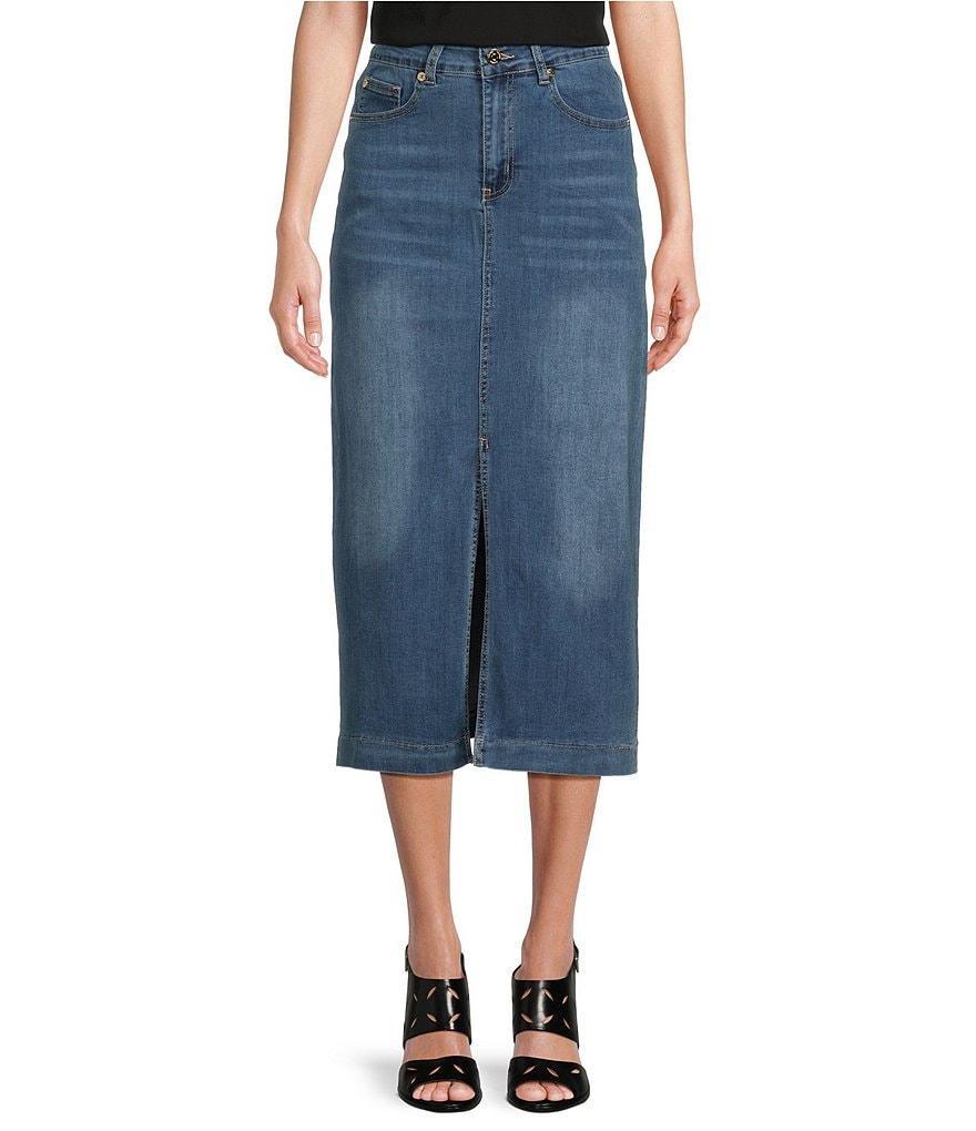 Calessa Front Slit Midi Denim Skirt product image