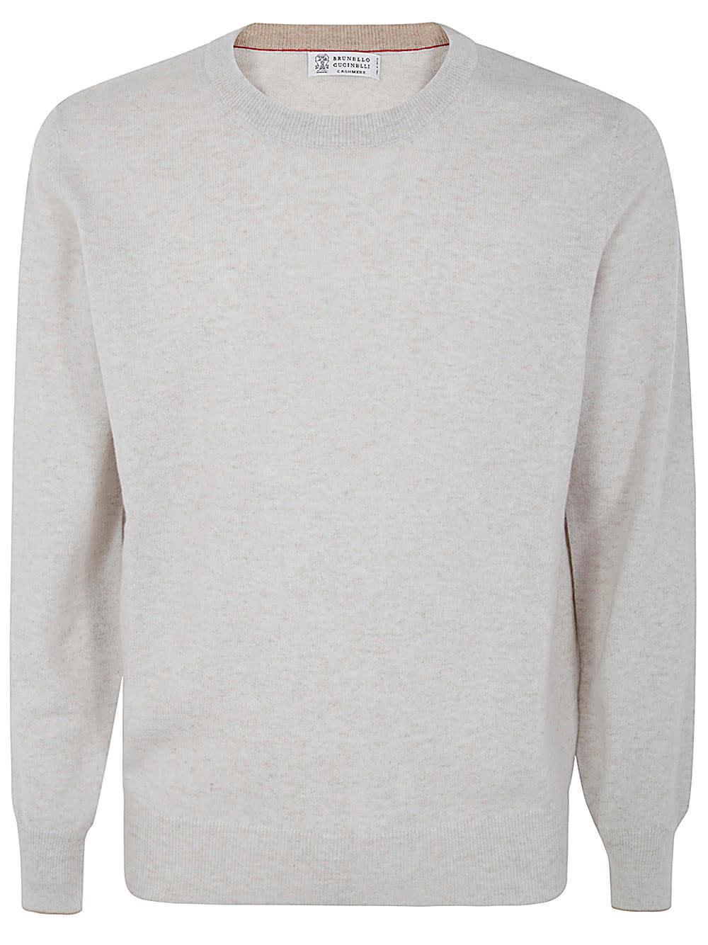 BRUNELLO CUCINELLI Long Sleeves Crew Neck Sweater In White Product Image