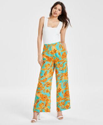 Women's Floral-Print Wide-Leg Pants, Created for Macy's Product Image