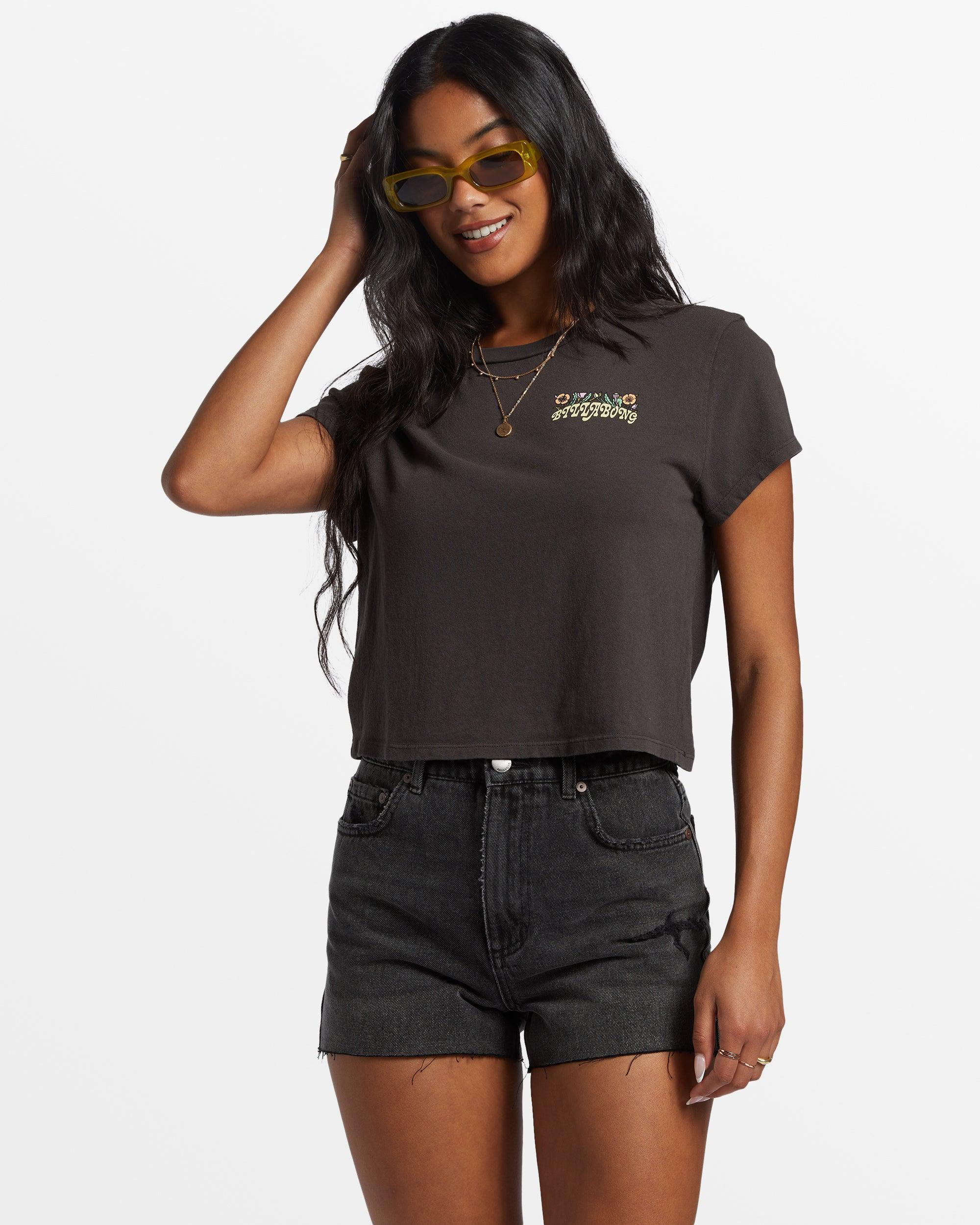 Season Of The Sun Cropped T-Shirt - Off Black Female Product Image