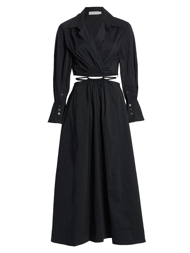 Womens Alex Pleated Poplin Cut-Out Maxi Shirtdress Product Image