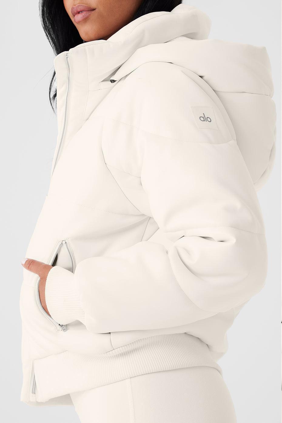 Faux Leather Boss Puffer - Ivory Product Image