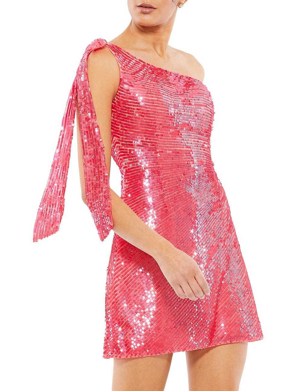 Womens Sequined One-Shoulder Minidress product image