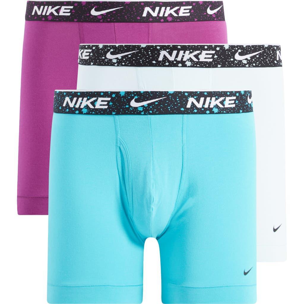 NIKE Men's Dri-fit Essential Cotton Stretch Boxer Briefs (3-pack) In Blue Product Image