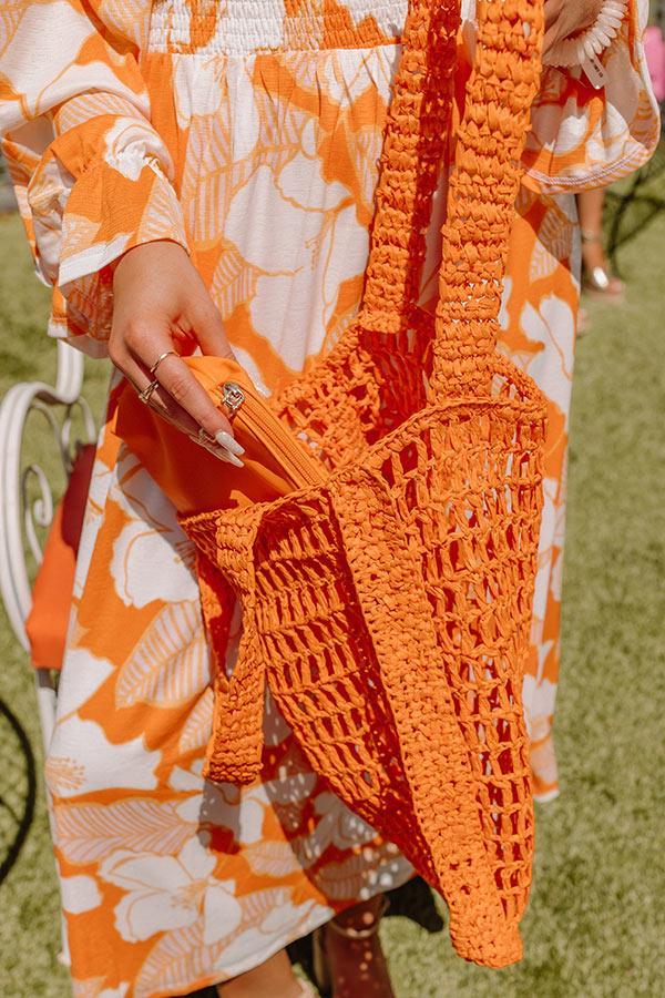 Somewhere In The Tropics Woven Tote In Orange Product Image