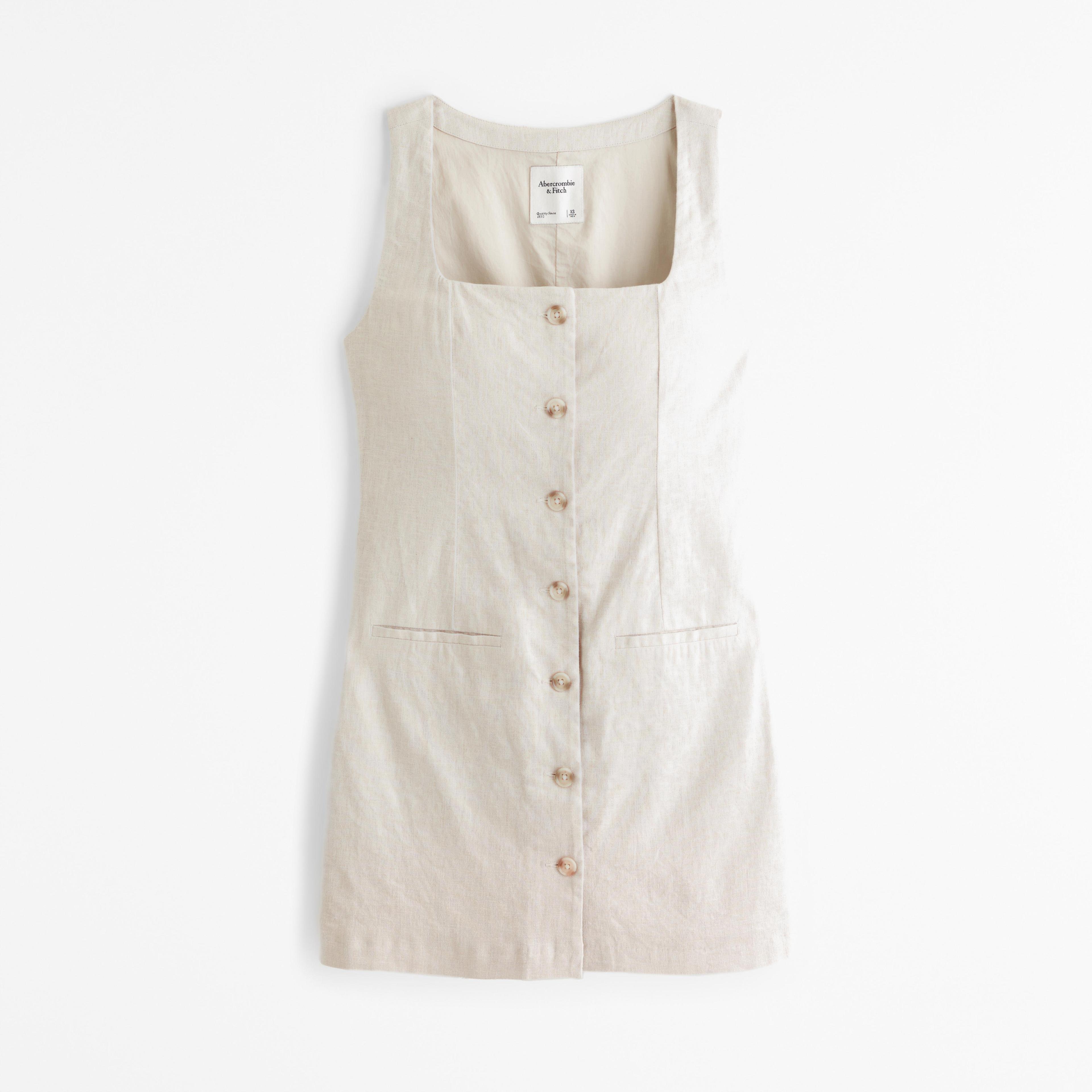 The A&F Mara Squareneck Linen-Blend Vest Mini Dress product image