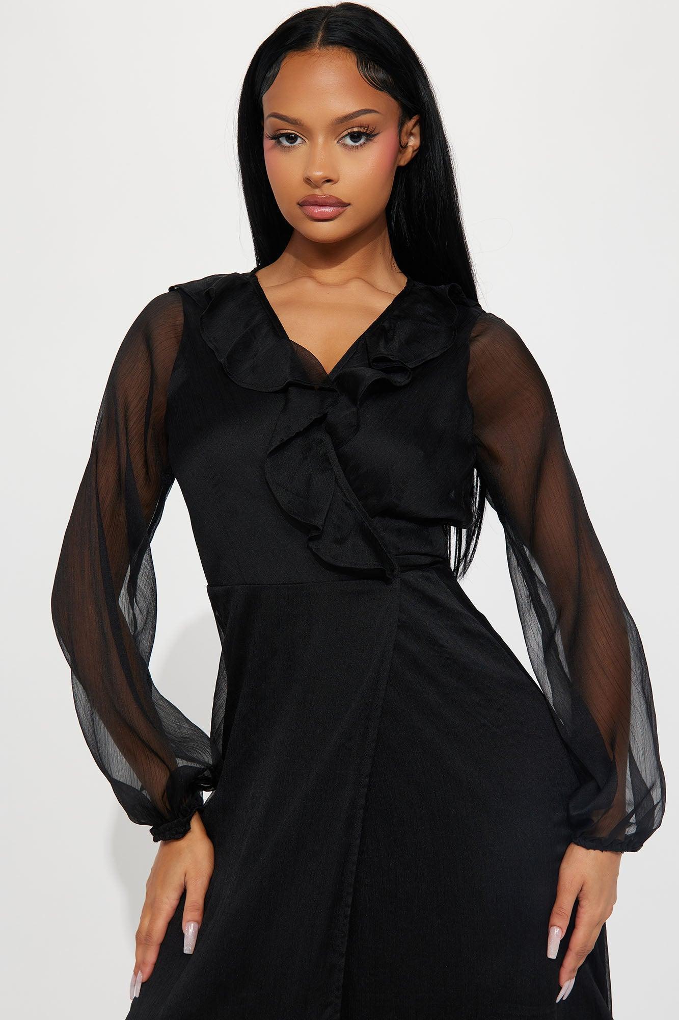 Mariana Ruffle Maxi Dress - Black Product Image