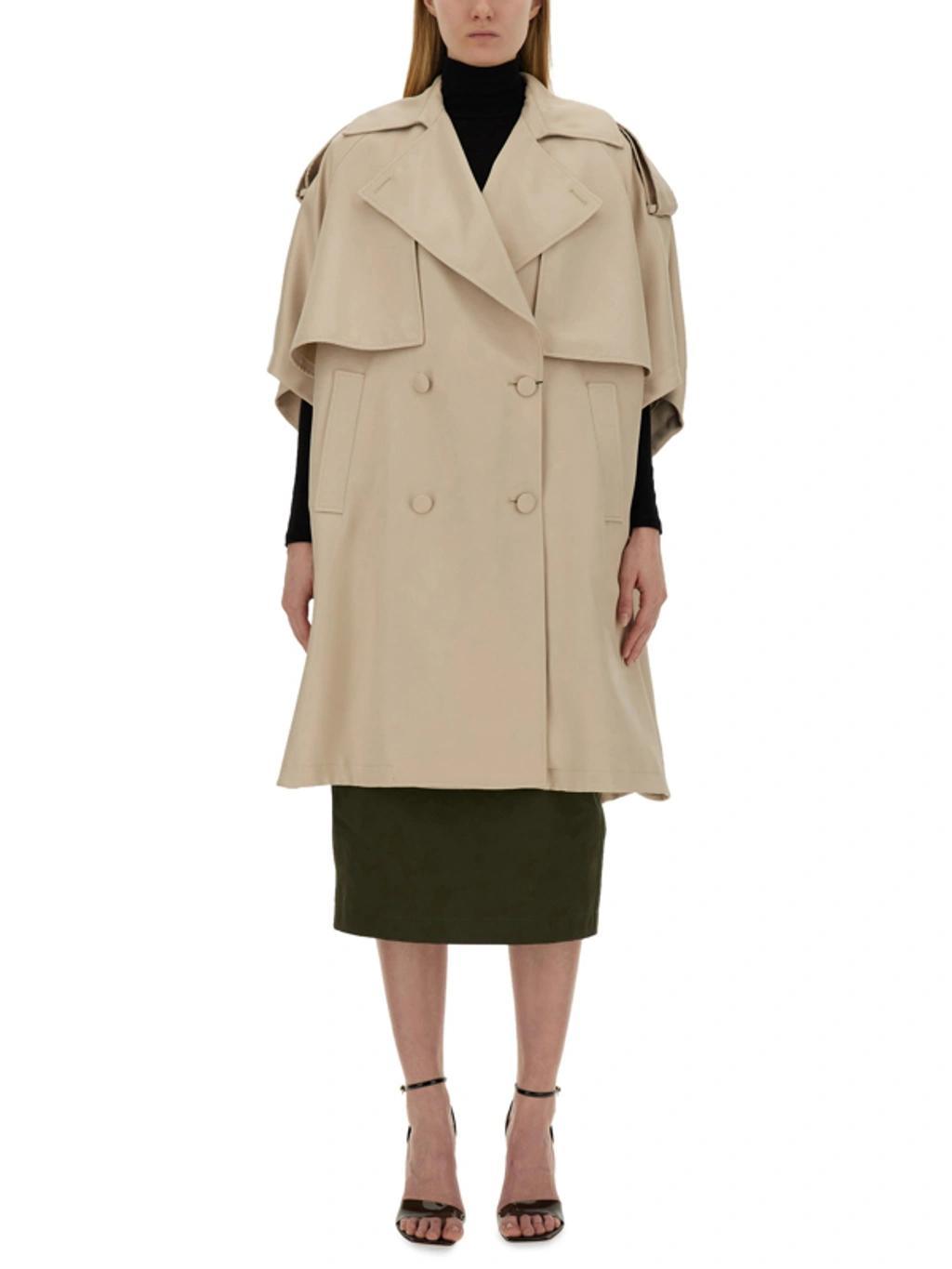 MAX MARA Double-breasted Trench Coat In Beige Product Image