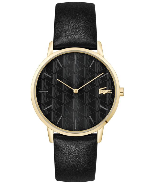 Lacoste Mens Crocorigin Quartz Black Leather Strap Watch 40mm - Black Product Image