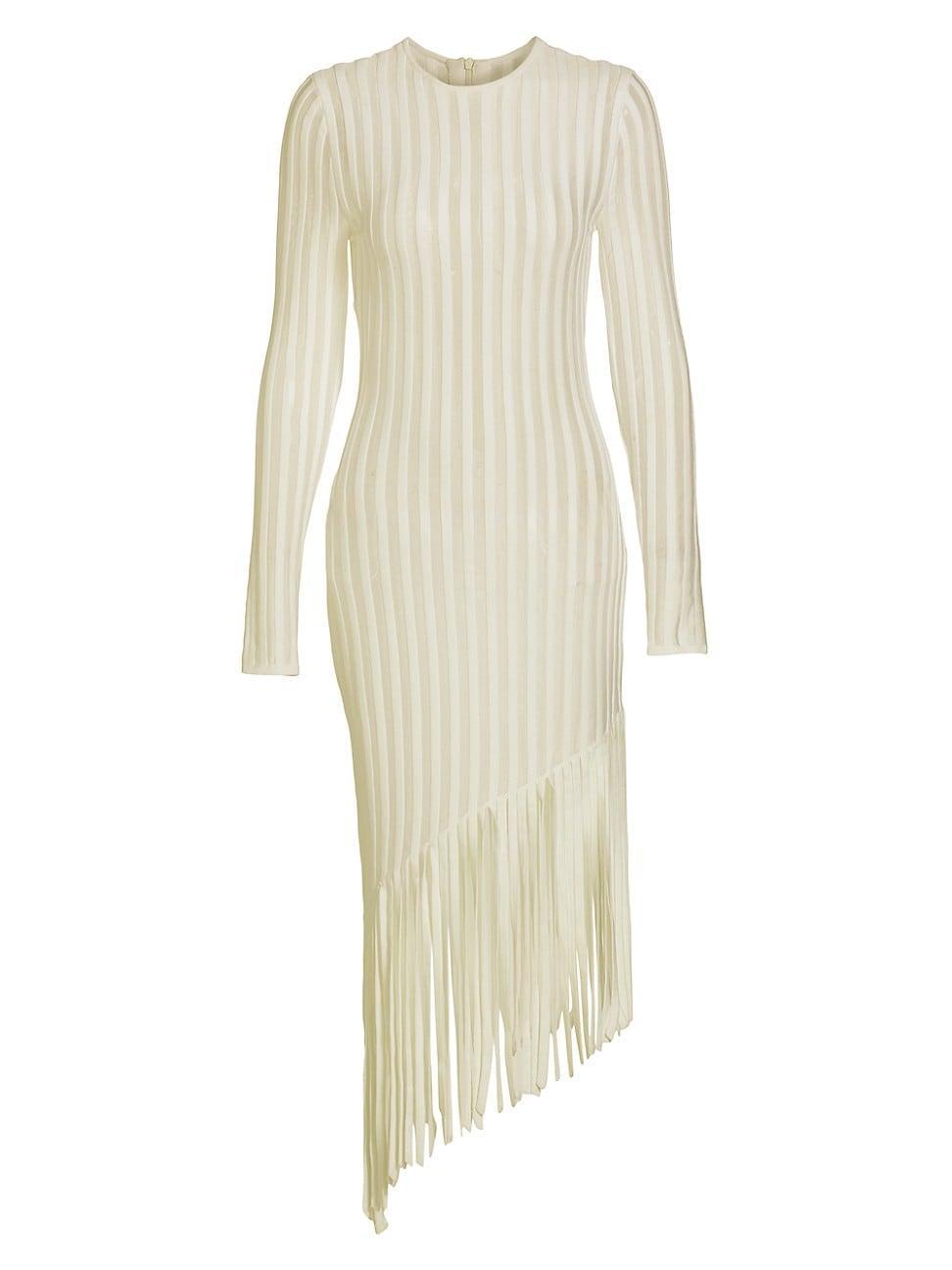 Womens Galya Asymmetric Fringed Midi-Dress Product Image