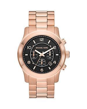 Michael Kors Mens Runway Chronograph Gold-Tone Stainless Steel Bracelet Watch Product Image