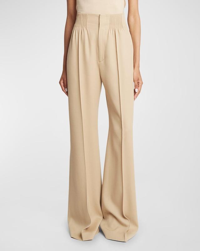 Womens Cinched Wide-Leg Wool Trousers Product Image