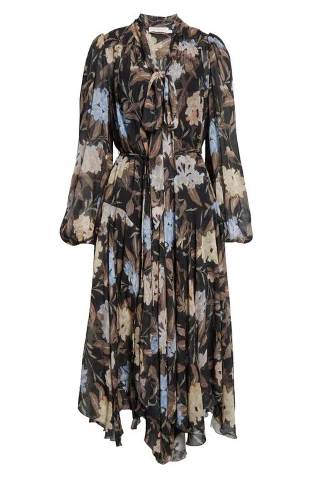 ZIMMERMANN Eden Long Sleeve Handkerchief Hem Dress In Multi Product Image