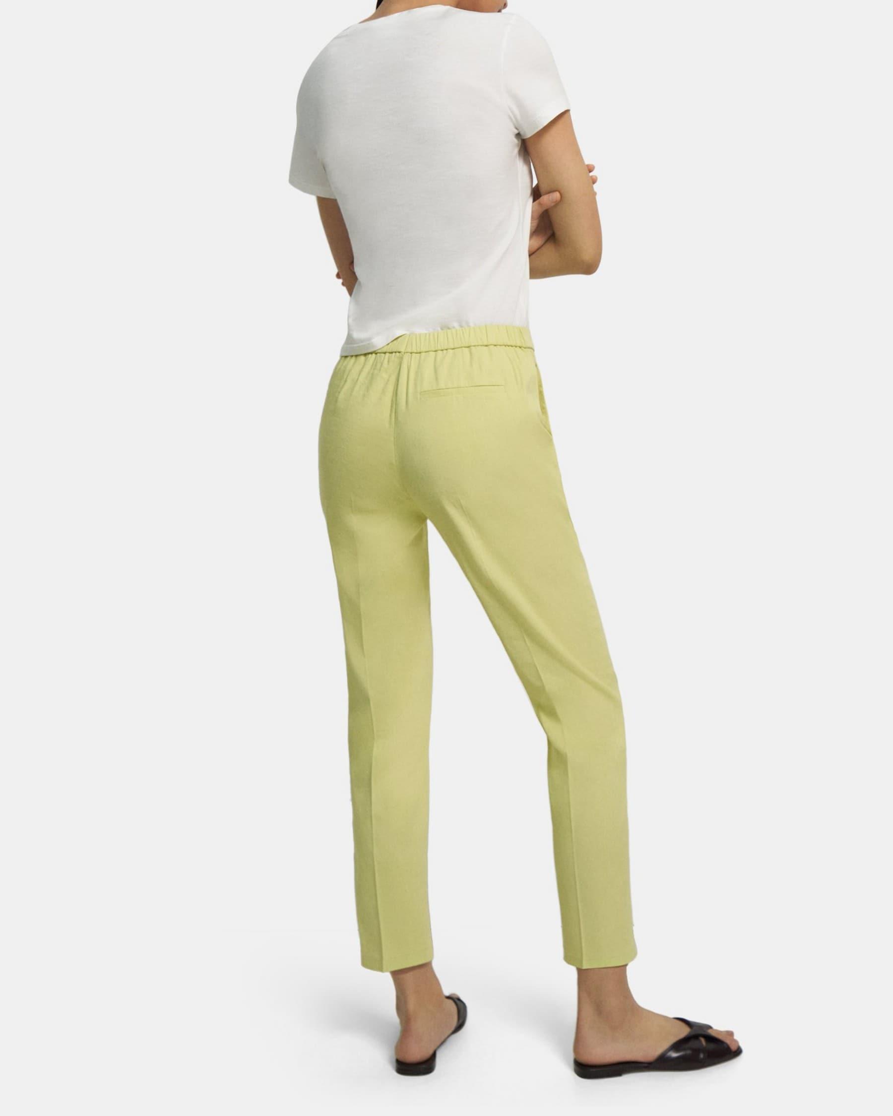 Slim Cropped Pull-On Pant in Stretch Linen Product Image