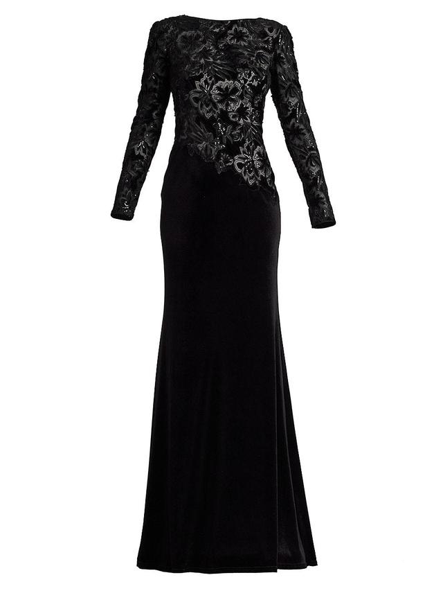 Tadashi Shoji Floral Sequin Long Sleeve Gown Product Image