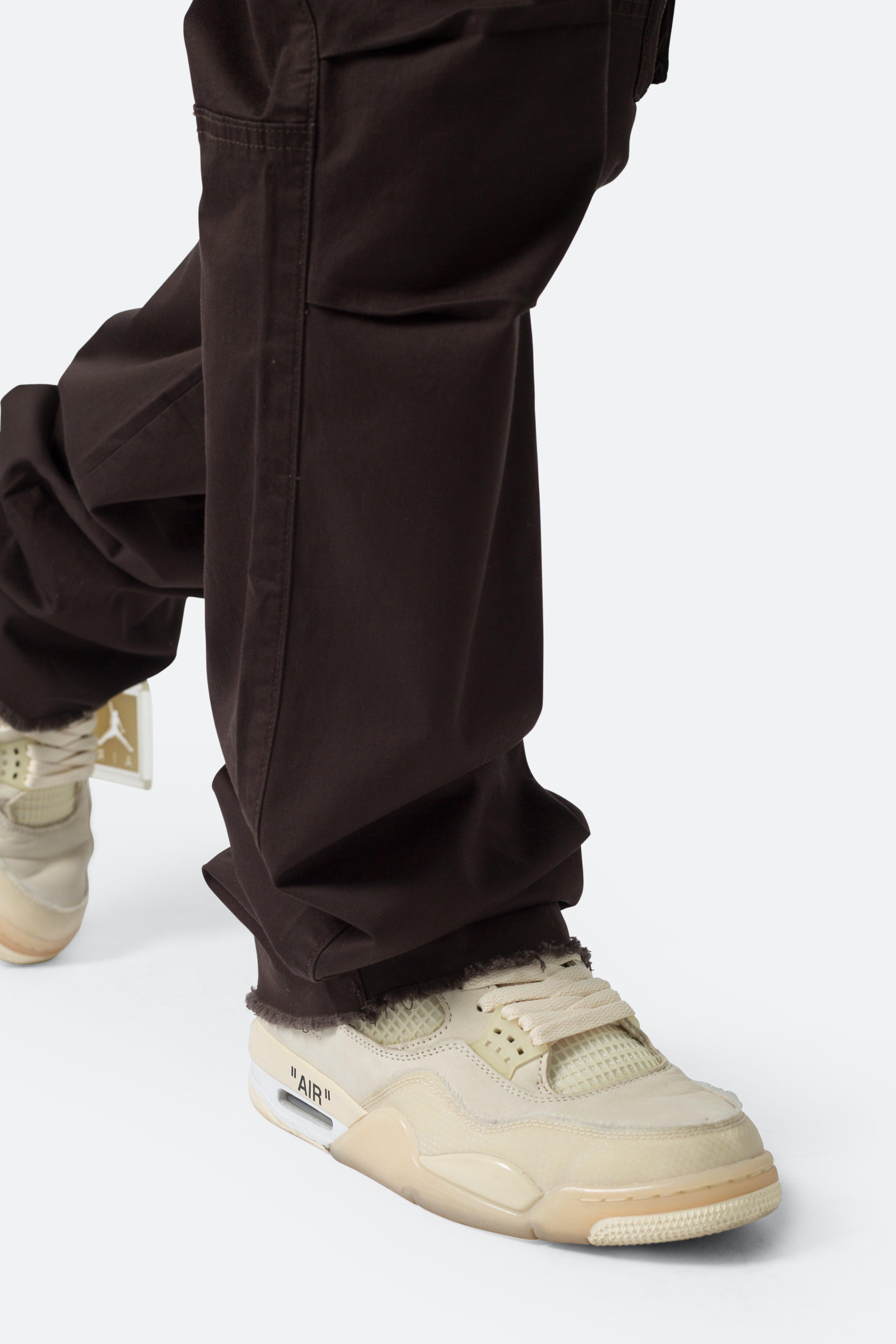 Paneled Zipper Cargo Pants - Brown Product Image