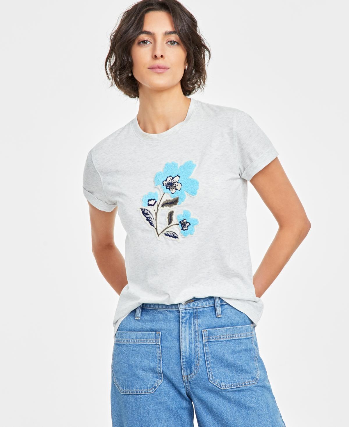 On 34th Womens Flower-Graphic Crewneck Short-Sleeve T-Shirt, Created for Macys Product Image