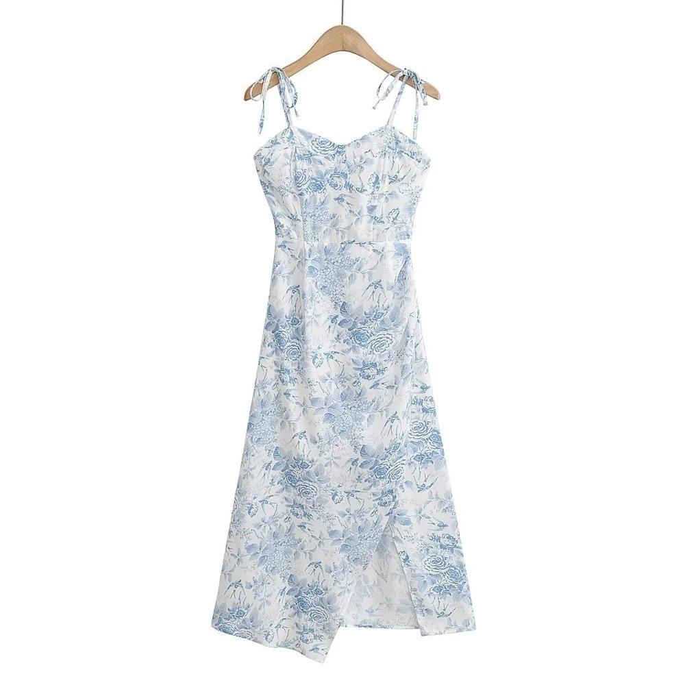 Olivia Mark – Floral Print High-Waisted, Sexy, Side-Slit Hem, Halter Neck Dress product image