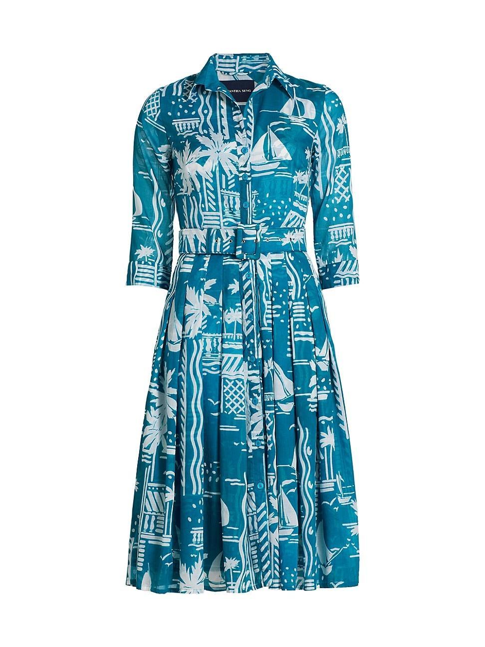 Womens Cte dAzur Printed Cotton Fit & Flare Midi Shirtdress product image