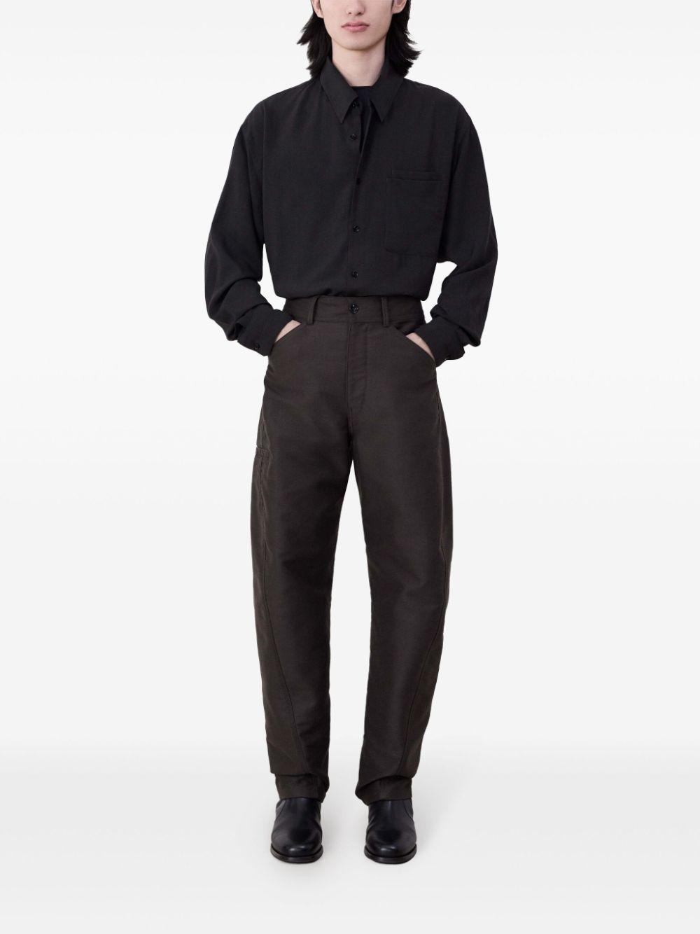 Twisted Tapered Trousers In Brown Product Image