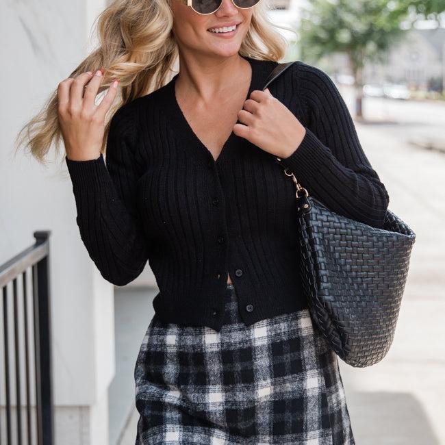 What You Needed Black Ribbed Cardigan Product Image